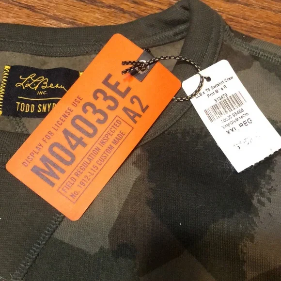 Rare! NWT L.L. Bean Todd Snyder Maine state-camouflage crew neck sweatshirt